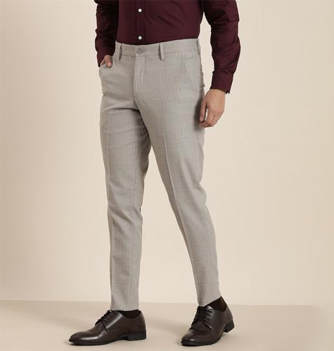 Men Checked Slim Fit Formal Trousers